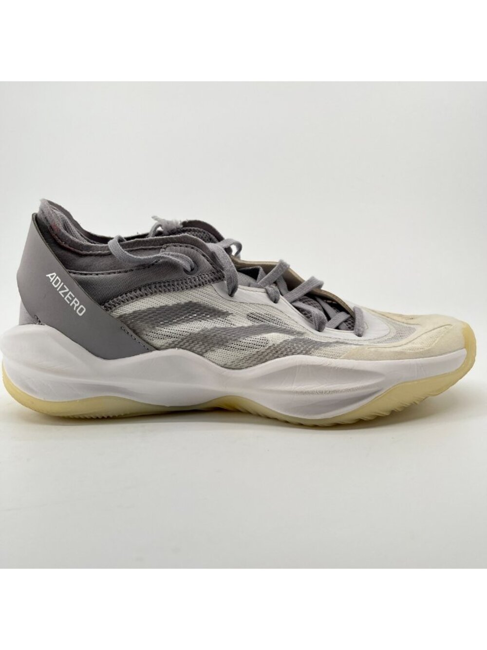 Adidas Adizero Select 2.0 Low Mens Size 7.5 White Gray Basketball Shoes Sneakers